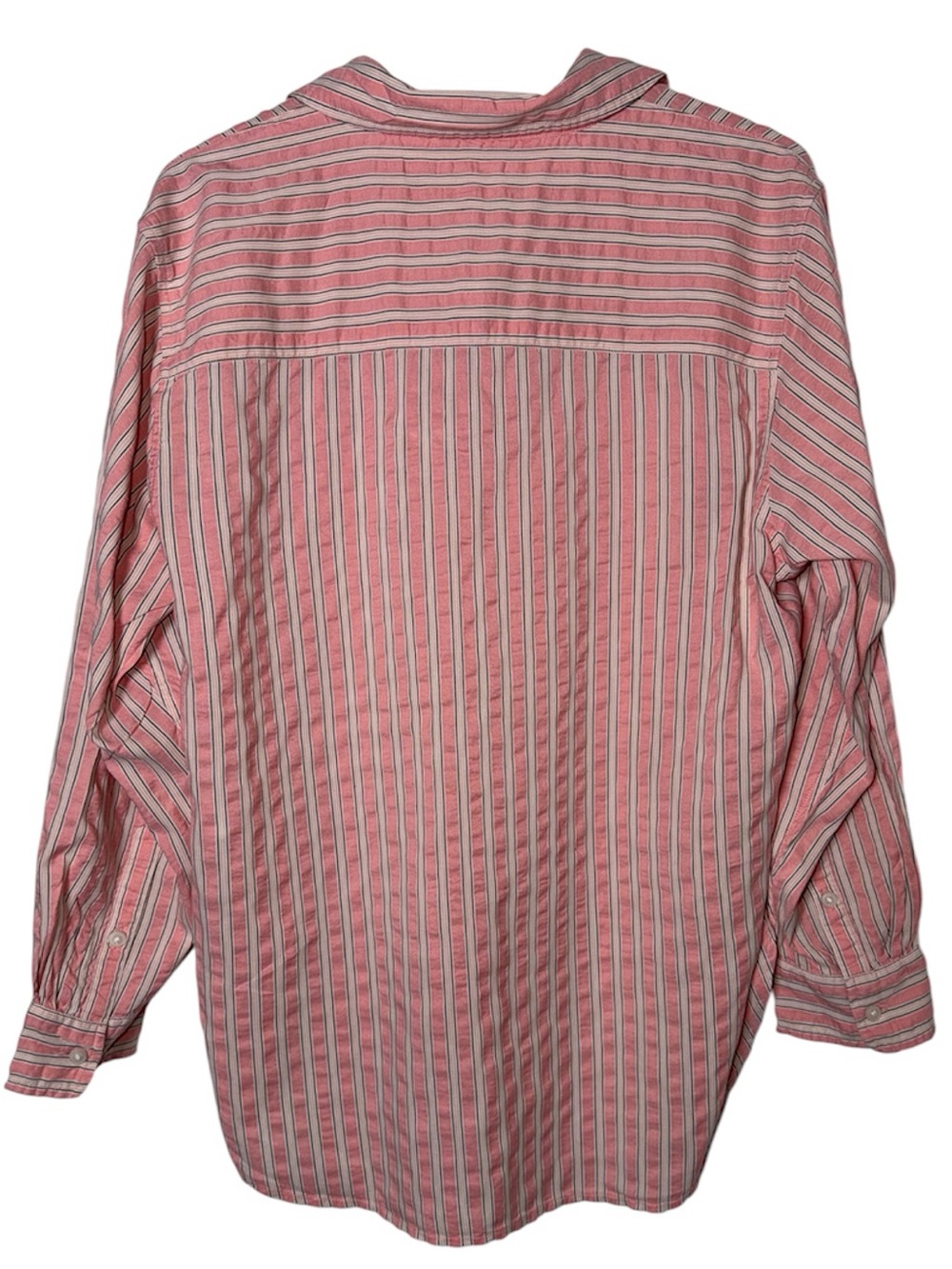 Aerie Off-Duty Seersucker Button Down Oversized Pink White Shirt Small - Picture 6 of 8